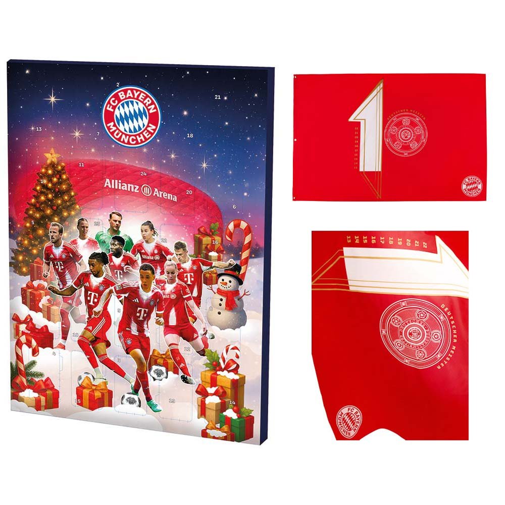 Schoko Adventskalender 2025 53963 + Hissfahne rot/weiss 30355 FC Bayern München