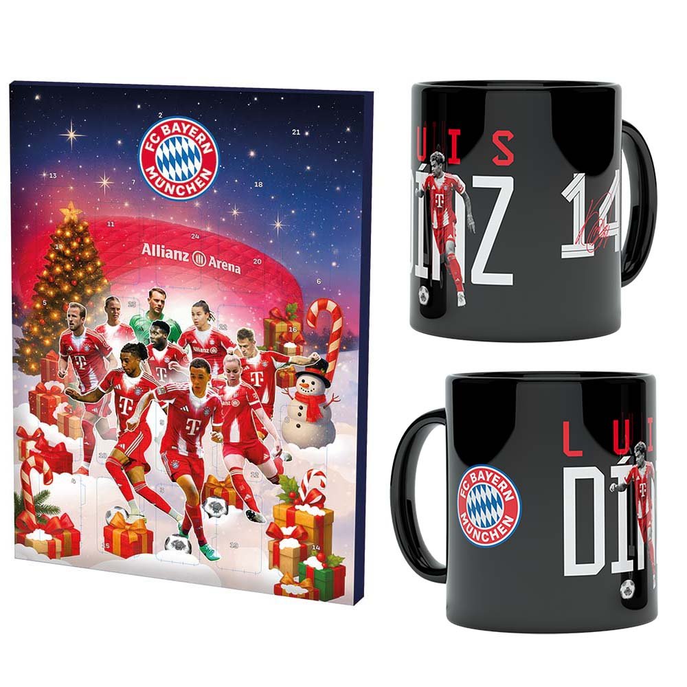Schoko Adventskalender 2025 53963 + Tasse Luis Díaz 54677 FC Bayern München