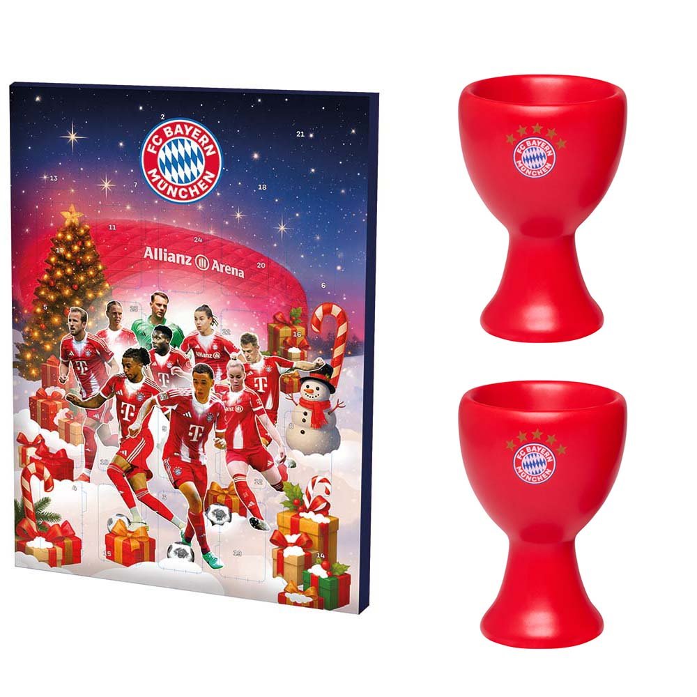 Schoko Adventskalender 2025 53963 + Eierbecher 2er Set 29905 FC Bayern München