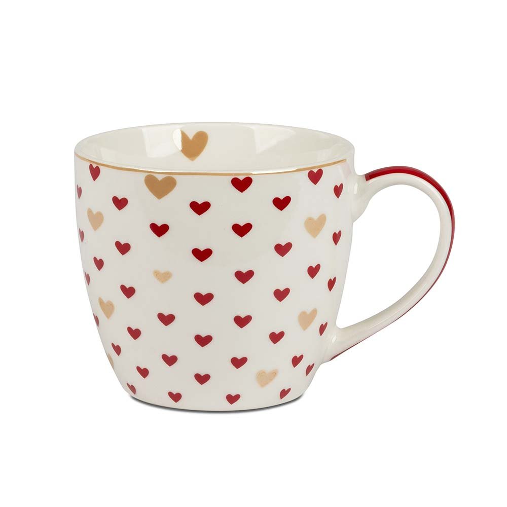 Kaffeebecher Herzen rot/gold Porzellan 288509 DUO