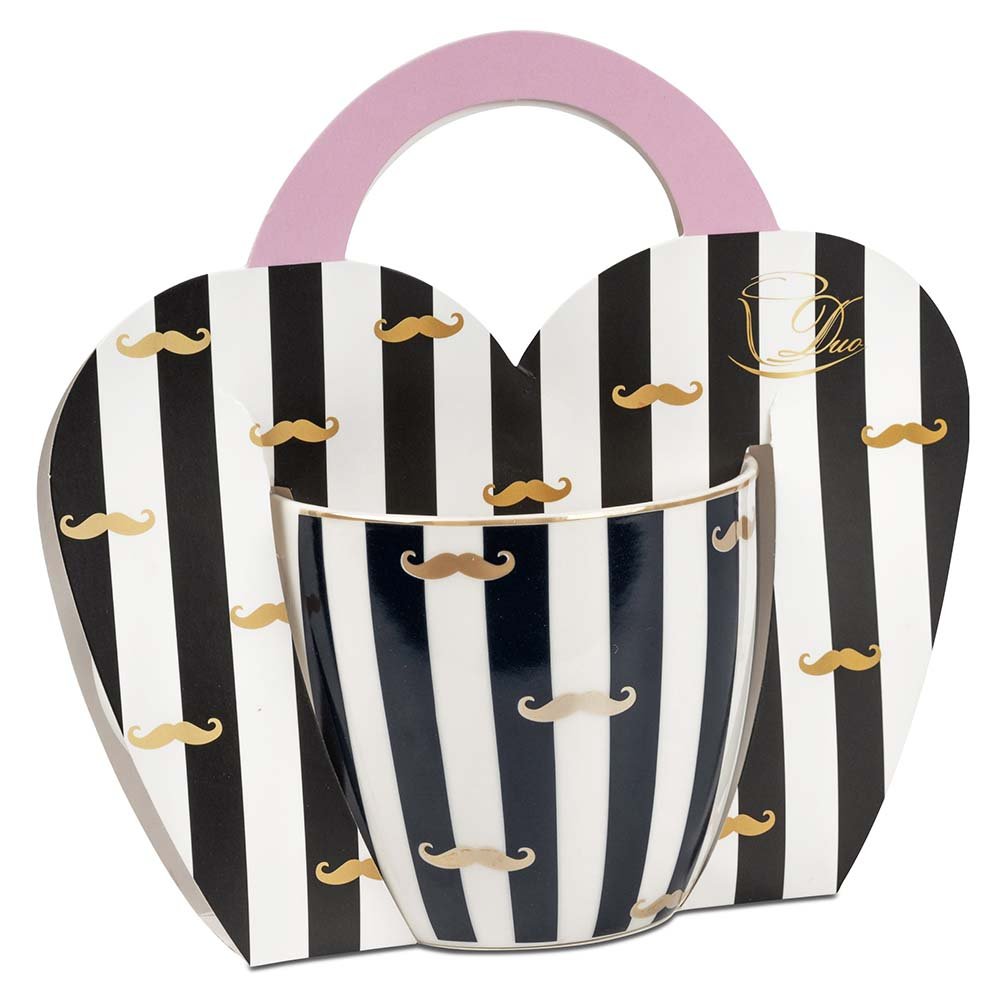 Geschenktasche für Becher Schnurbart Porzellan 288516 DUO