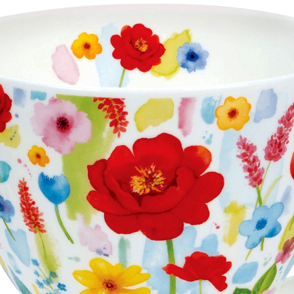 Detailansicht von Becher Skye Floral Burst rot 0,45l Porzellan 291189 DUNOON