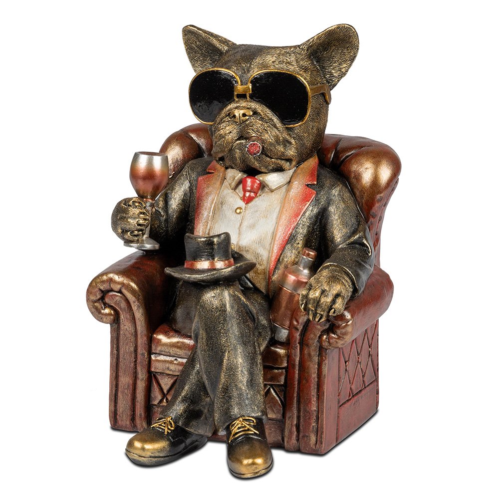 formano Bulldogge mit Sonnenbrille im antik-goldenen Sessel 759269