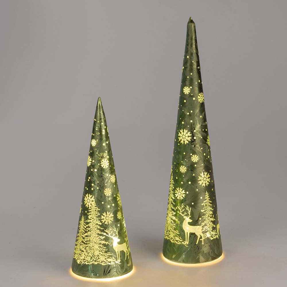 Deko-Baum 25 o. 35 cm Frosty-Grün mit LED-Licht 814784 814791 formano