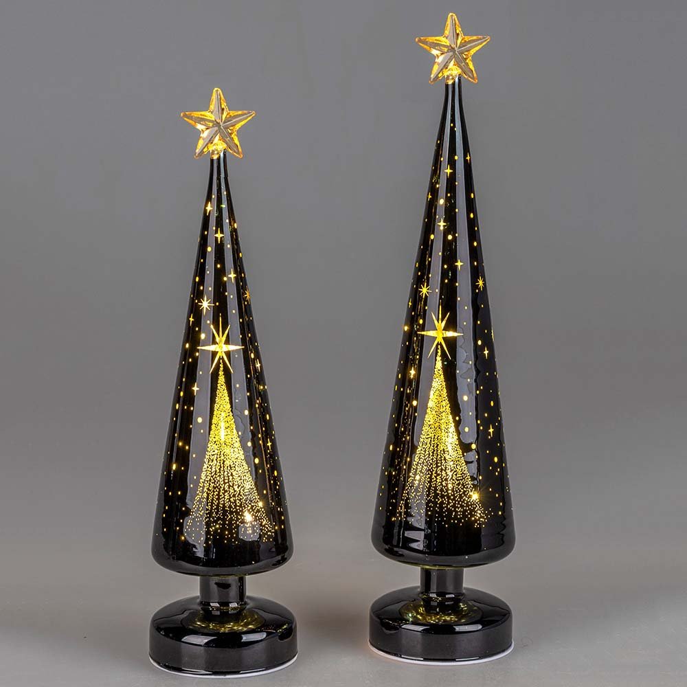 Dekobaum schwarz-gold Komet mit Stern LED-Licht 808950 808974 formano
