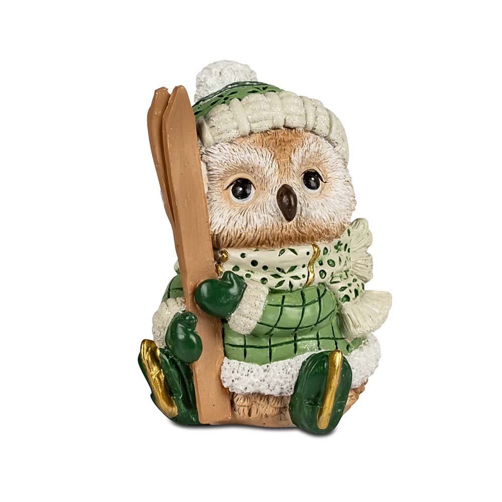 Eule 11 cm creme-grün handbemalt C 751263 formano