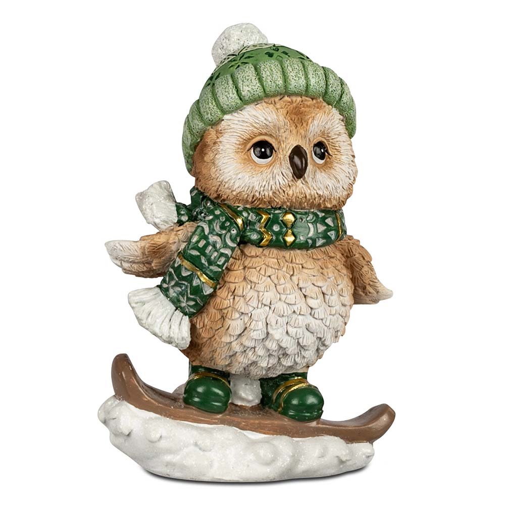 Eule 15 cm creme-grün handbemalt A 751263 formano