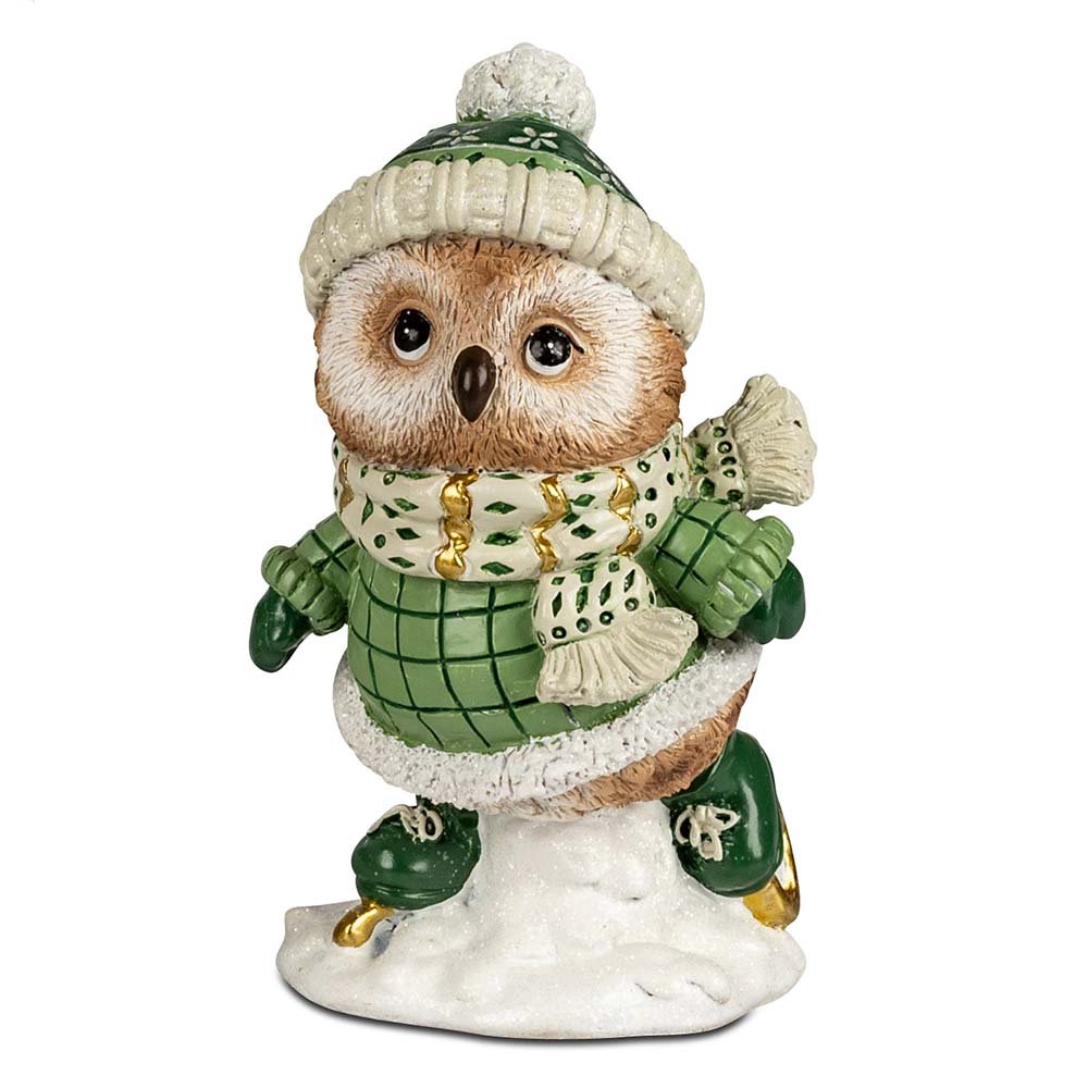 Eule 15 cm creme-grün handbemalt D 751263 formano