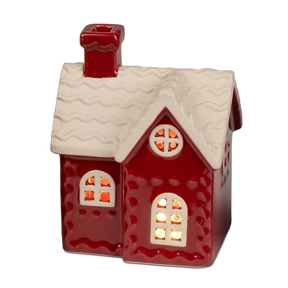 Deko-Haus rot 13 cm LED-Licht 755834 formano