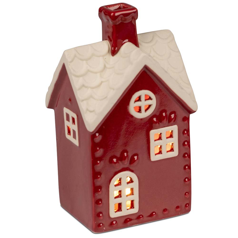 Deko-Haus rot 15 cm LED-Licht 755834 formano