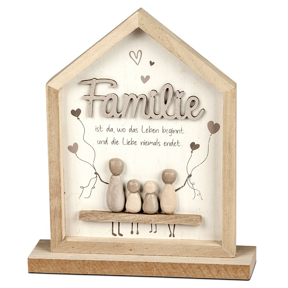 Deko-Haus 21 cm Familie Holz Kunststein-Figuren 689764 formano