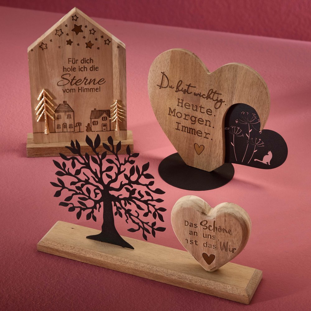 Deko Haus mit Tannenbaum Holz + Metall Werbefoto 544827 formano