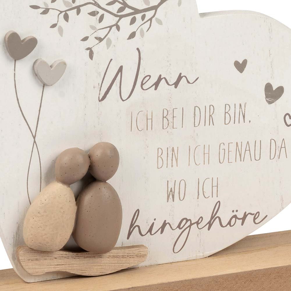 Detailansicht Deko-Herz 20 cm mit Spruch + Kunststein-Figuren 689603 formano