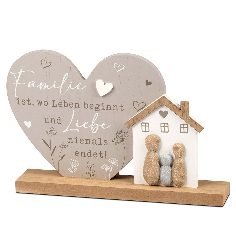 Deko-Herz + Haus 27 cm Holz Kunststein-Figuren 689634 formano