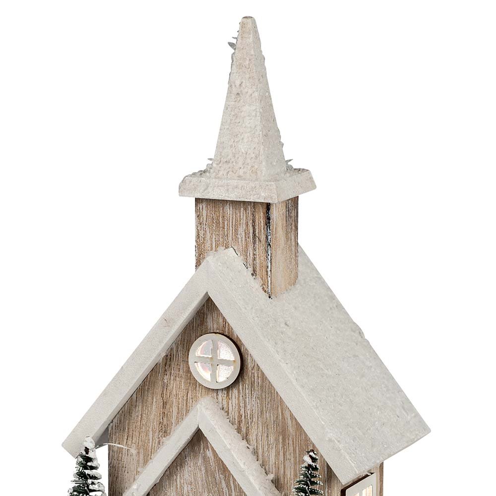 Kirchturm der Kirche 27 cm mit LED-Licht aus Holz 542663 formano