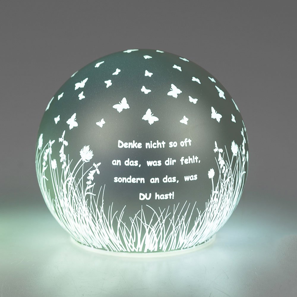 Deko-Kugel 10 cm grün Denke nicht so oft an das,  was dir fehlt LED-Licht 809506 formano