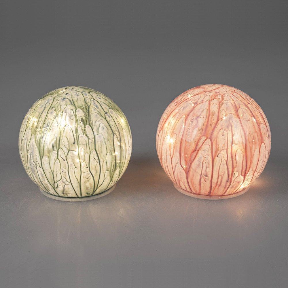 Deko-Kugel grün oder rosa 12 cm LED-Licht Glas 898302 formano
