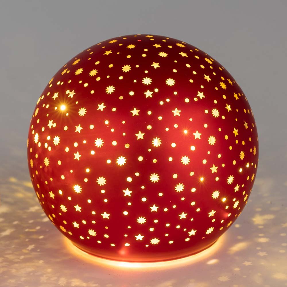 Deko-Kugel 12 cm Sterne-Rot LED-Licht 814883 formano
