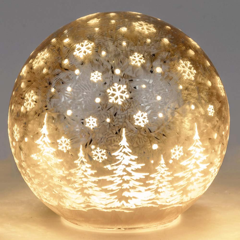 Deko-Kugel 15 cm Frosty-Champagnerfarben LED-Licht Glas 814425 formano