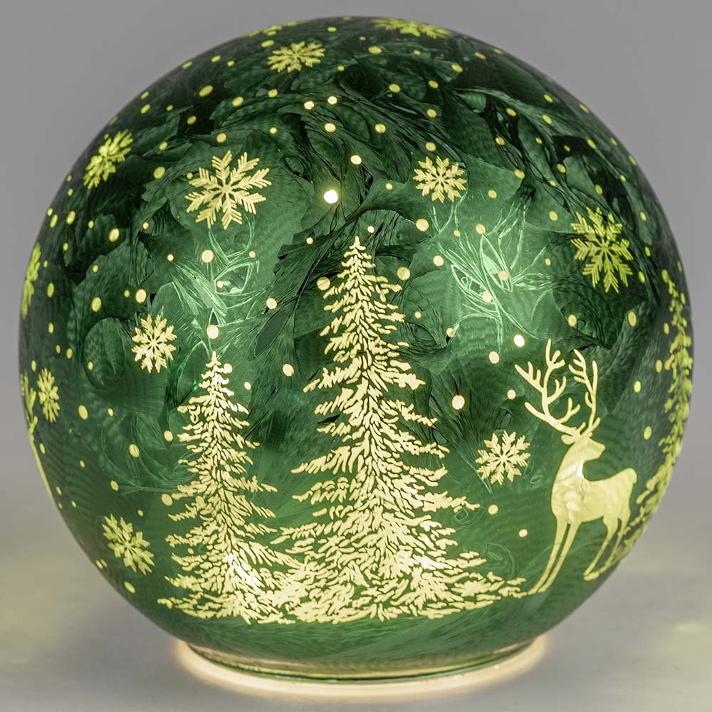 Deko-Kugel 15 cm Frosty-Grün LED-Licht Glas 814180 formano