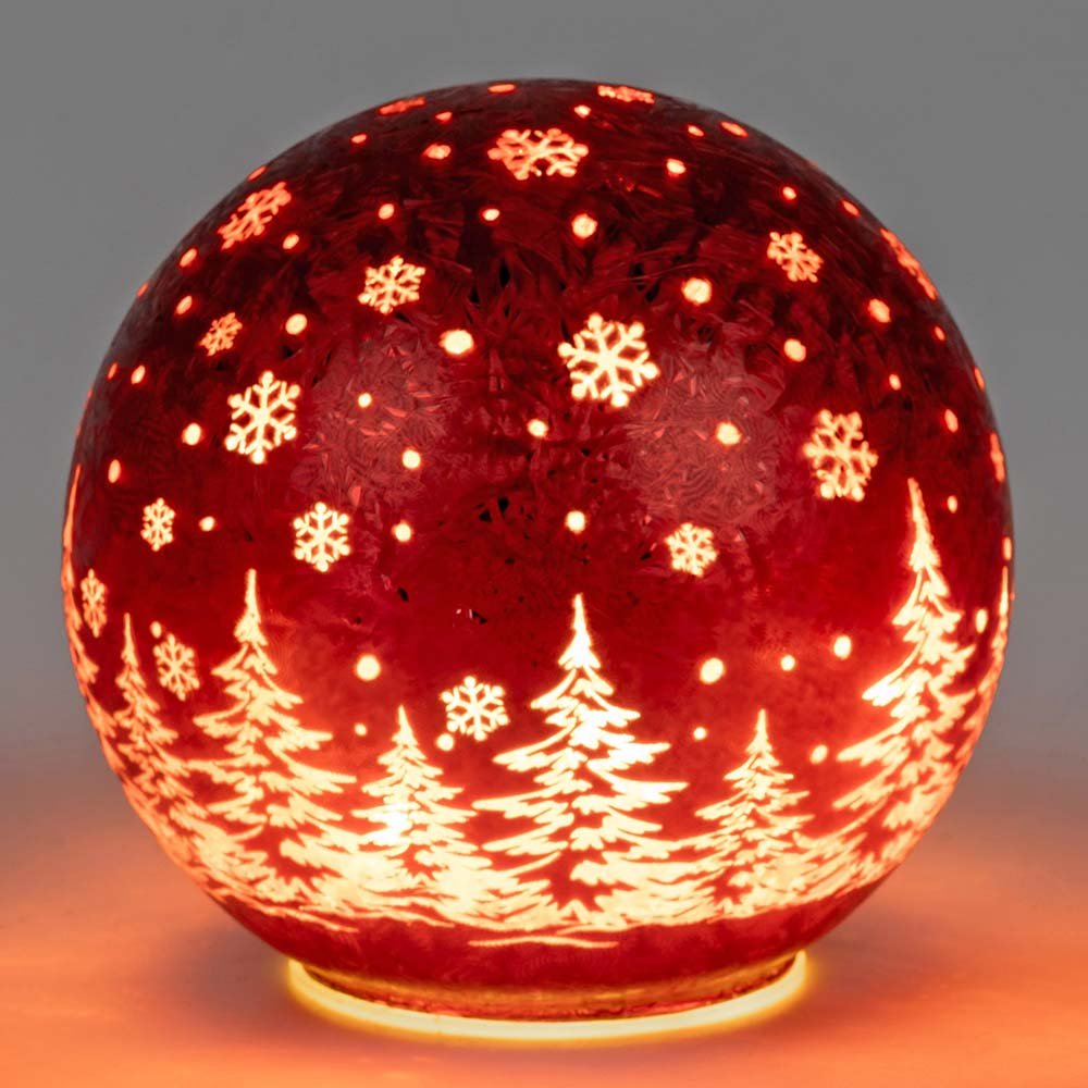 Deko-Kugel 15 cm Frosty-Rot LED-Licht Glas 814074 formano