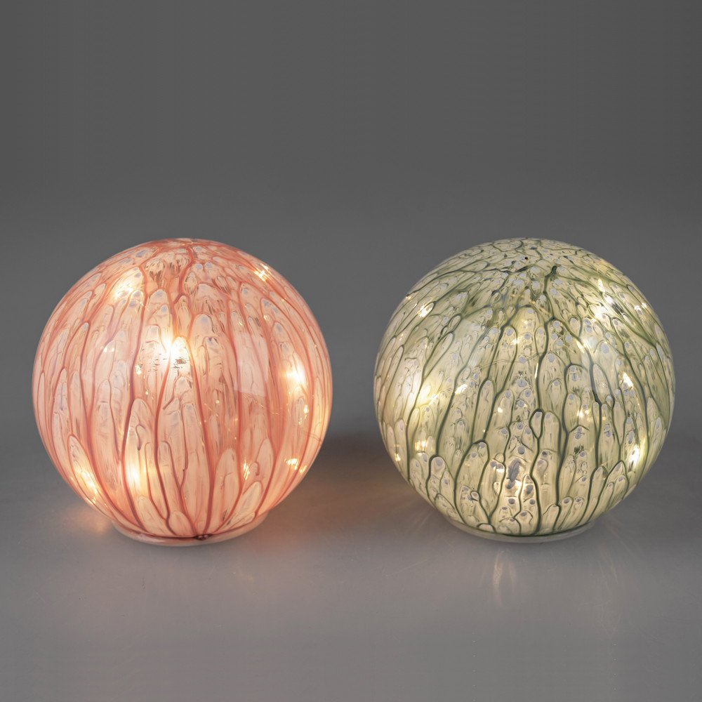 Deko-Kugel grün oder rosa 15 cm LED-Licht Glas 898319 formano