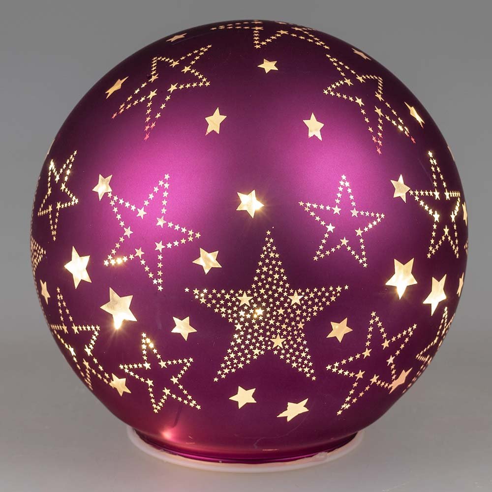Deko-Kugel Plum 15 cm violett LED-Licht Glas 802712 formano