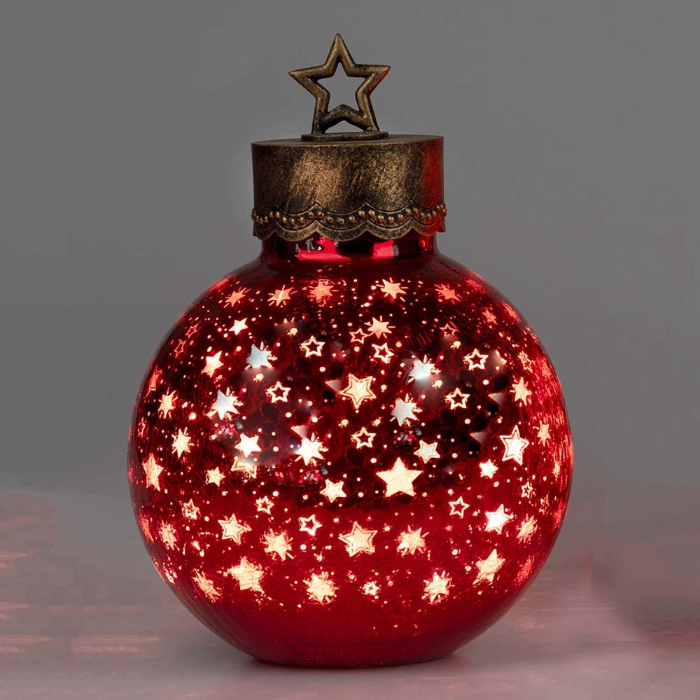 Deko-Kugel Sterne 28 cm Rot mit LED-Licht Glas 750396 formano