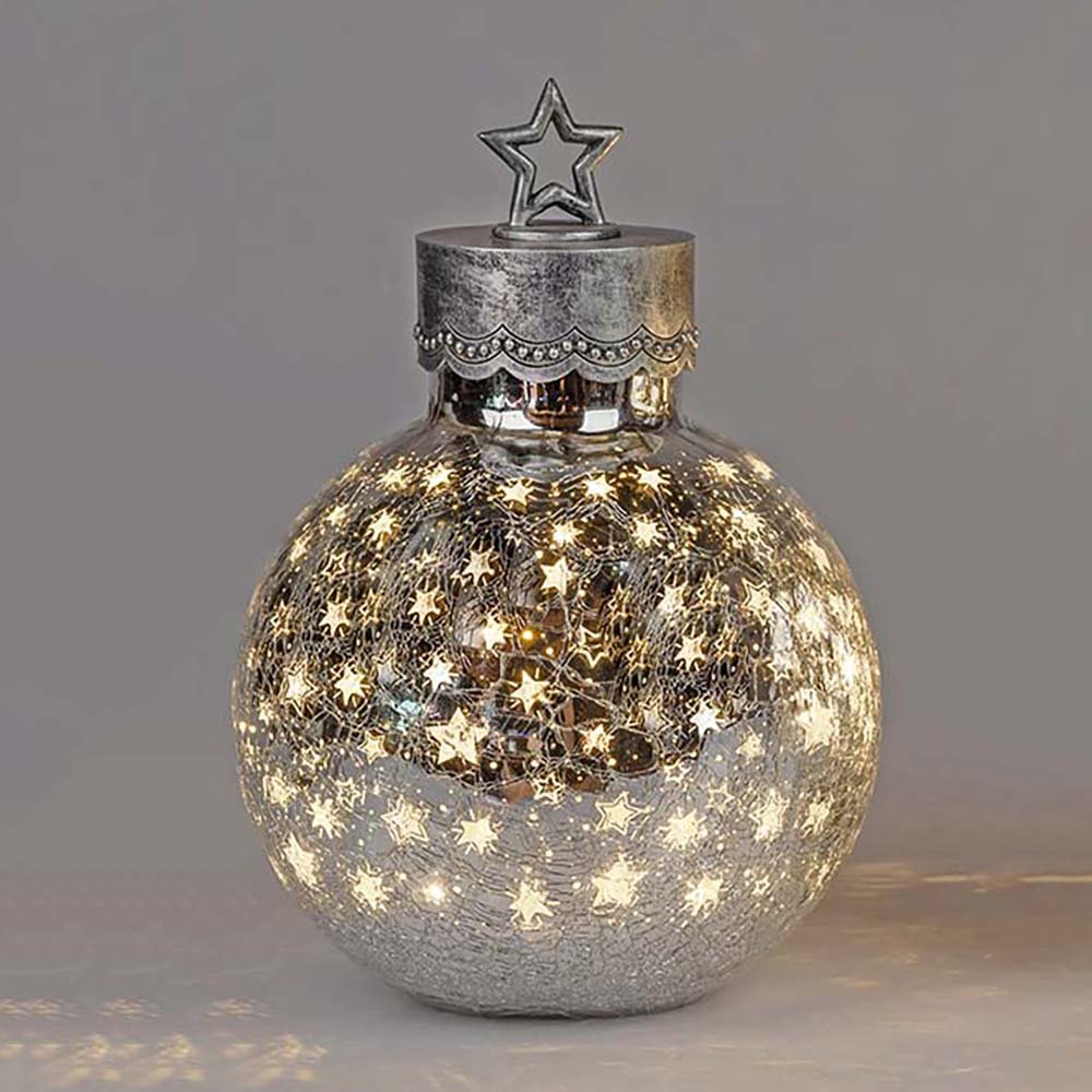 Deko-Kugel Sterne 28 cm Rose-Gold mit LED-Licht Glas 750211 formano