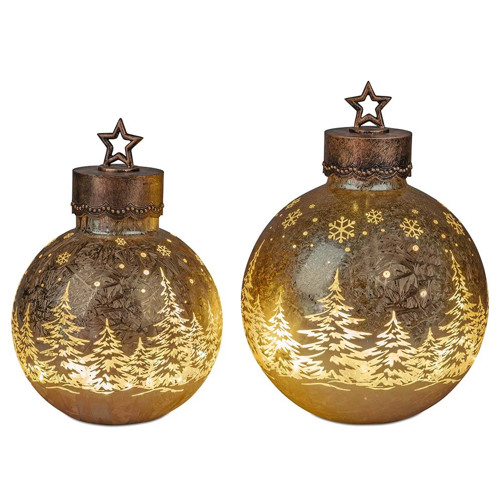 Deko-Kugel Frosty-Gold mit LED-Licht Farbglas 750440 750457 formano