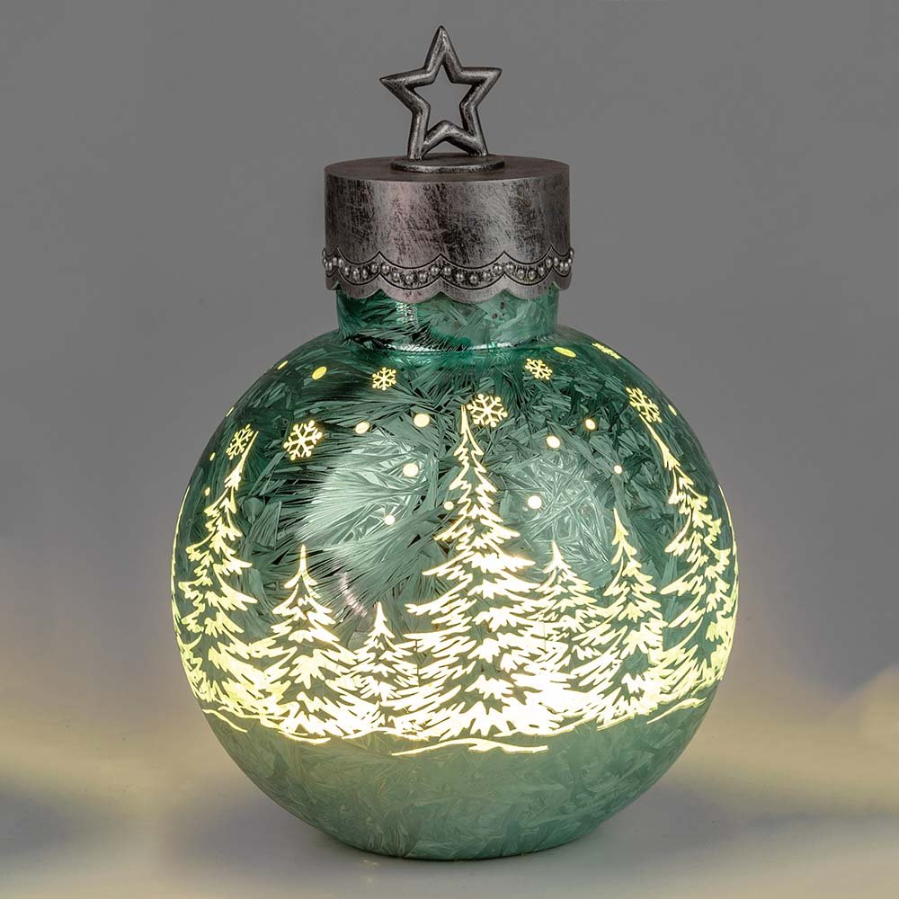 Deko-Kugel 33 cm Frosty-Mint mit LED-Licht Glas 814043 formano