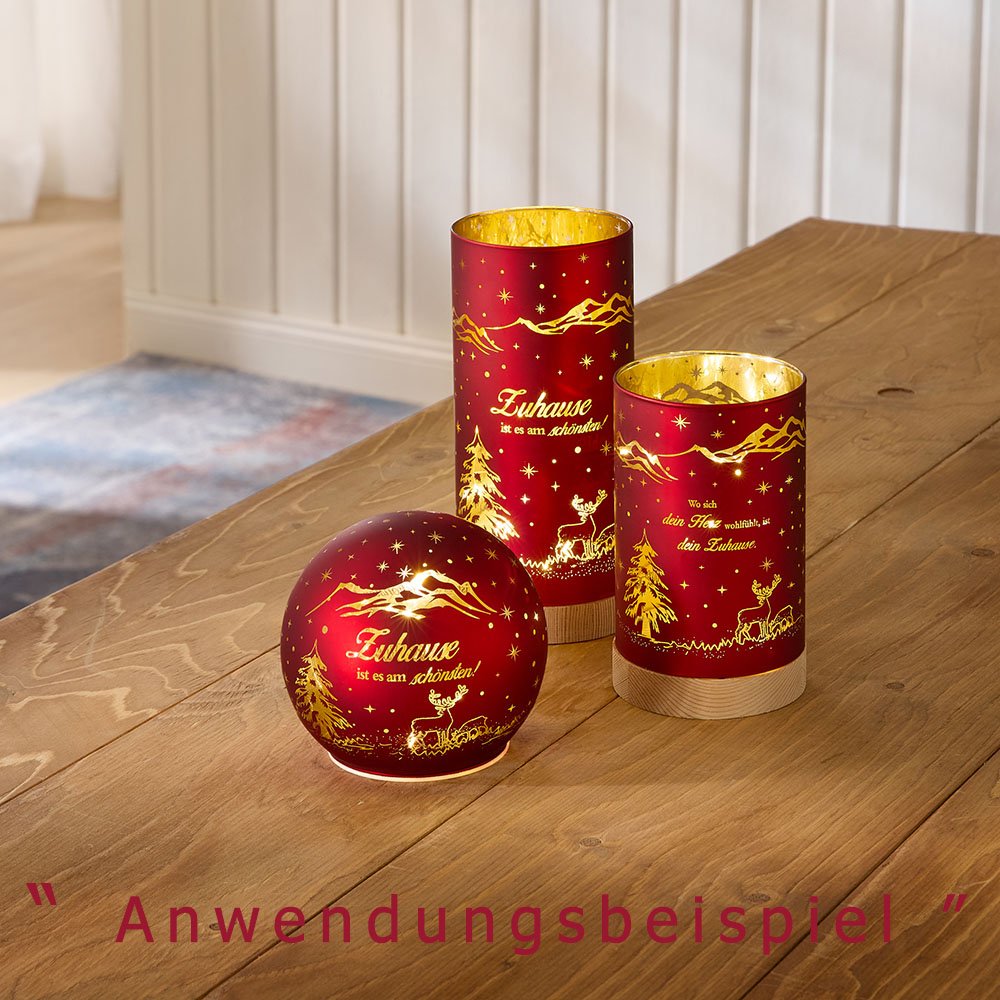 Deko-Licht rot aus mattem Farbglas mit LED-Licht + Spruch 814302 814319 814326 formano