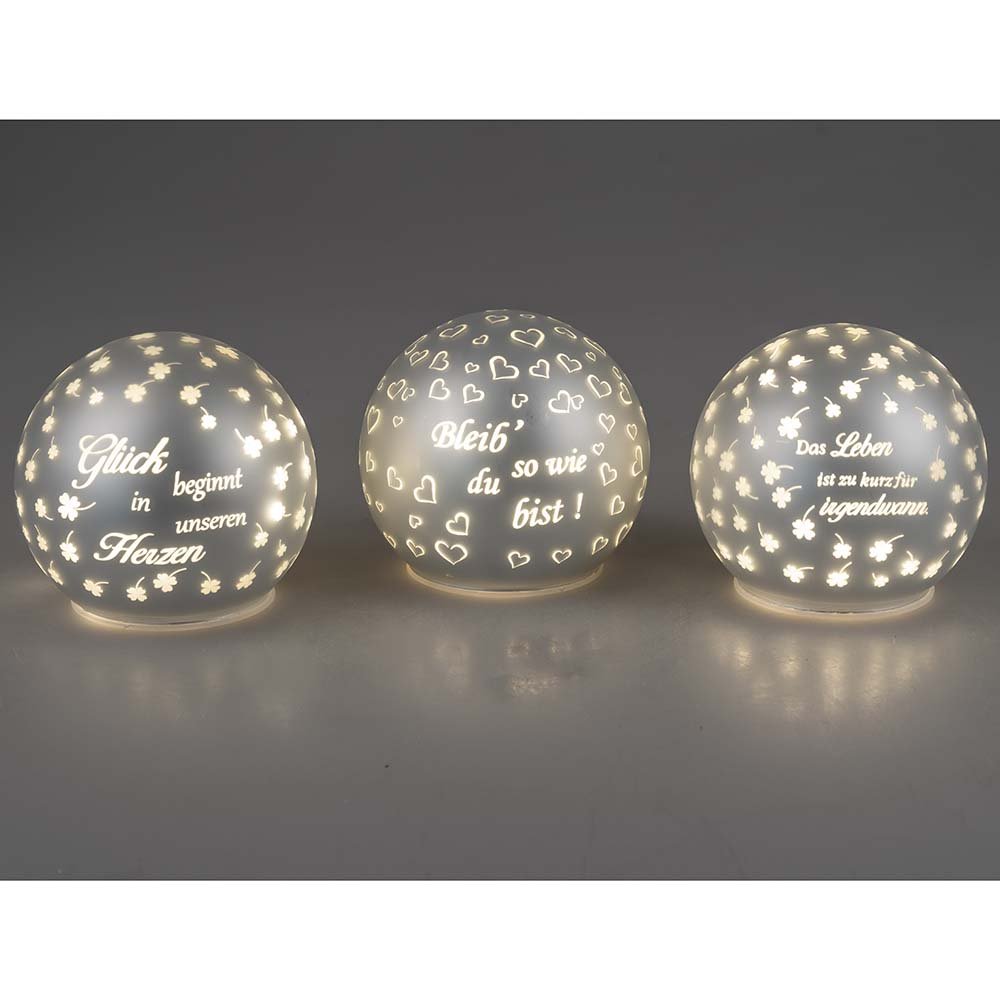 Deko-Kugel 10 o. 12 cm Silber mit LED Licht 896148, 896155 formano