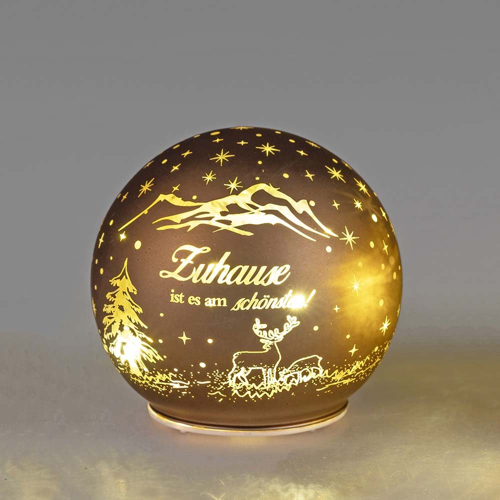 Deko-Kugel 10 cm Zuhause ist es am schönsten! Led-Licht 896544 formano