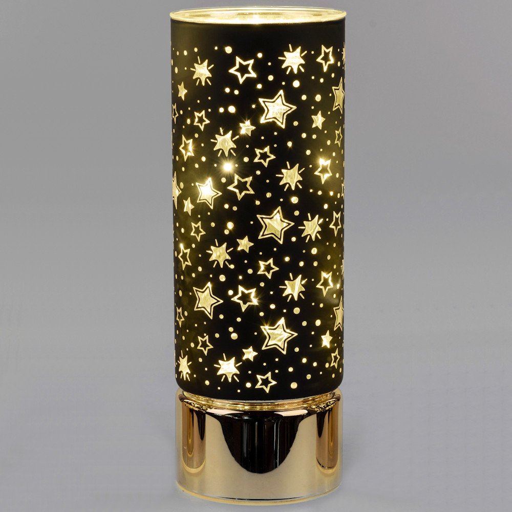 Deko-Licht 25 cm schwarz-gold Festival mit LED Glas 888563 formano