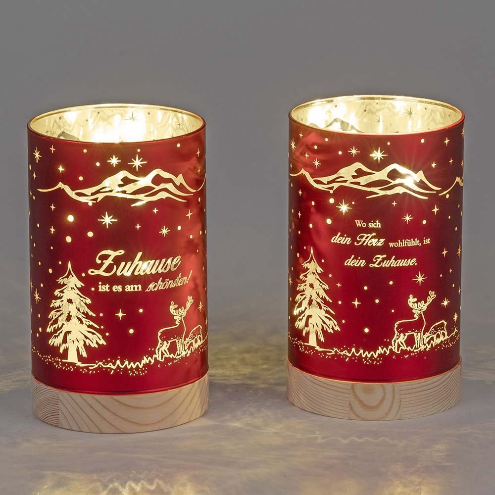 Deko-Licht rot 15 cm Zuhause aus mattem Farbglas mit LED-Licht 814333 formano