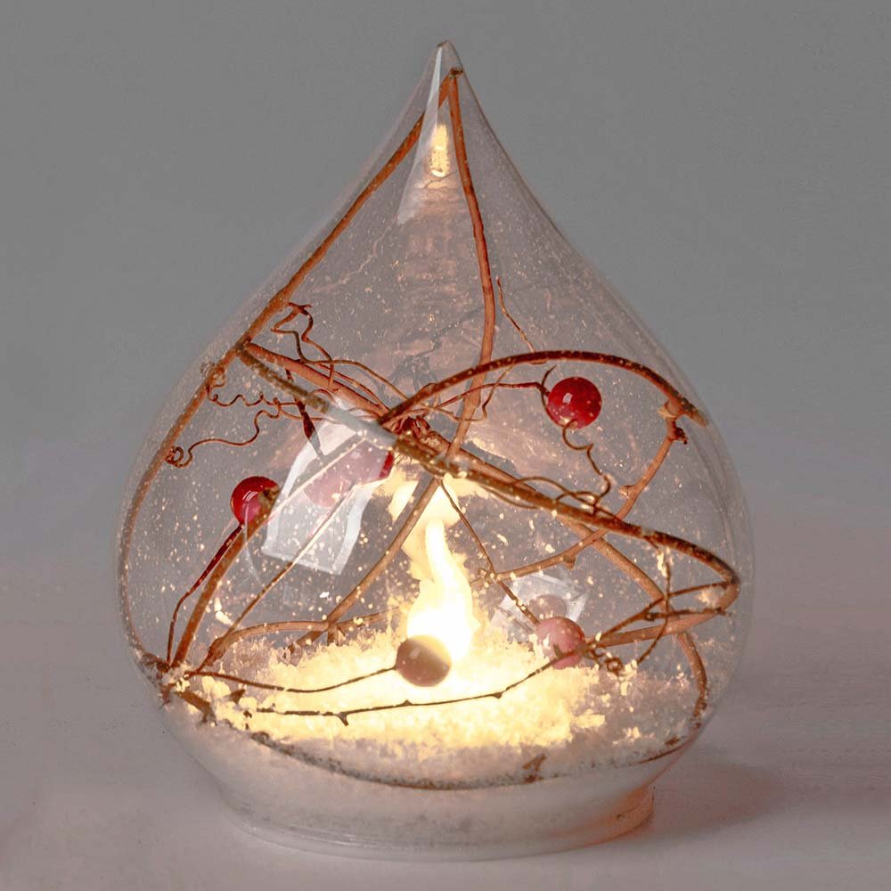 Deko-Tropfen 15 cm Flamme mit LED-Licht Glas 813336 formano