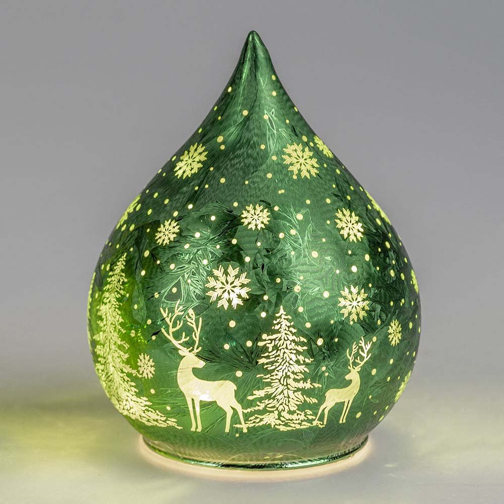 Deko-Tropfen 15 cm Frosty-Grün LED-Licht Glas 814234 formano