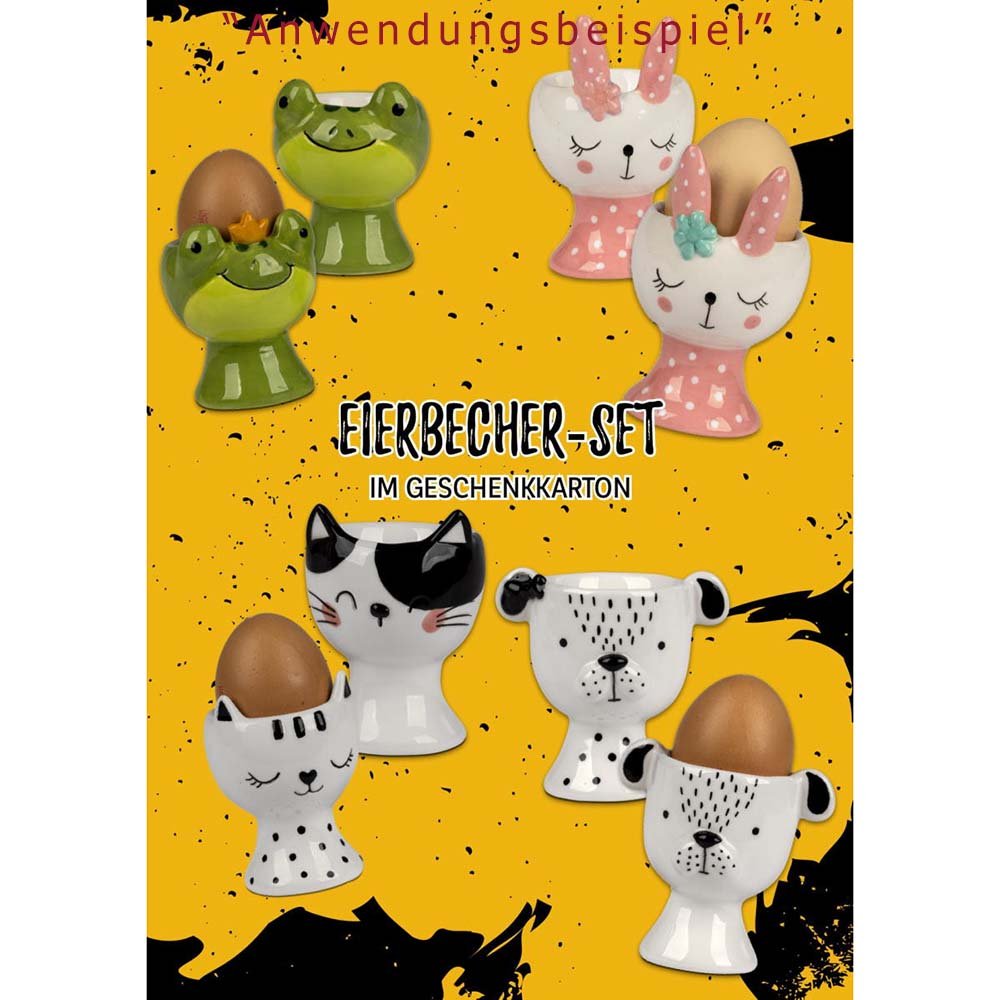 Eierbecher 2er Set Katze 8 cm schwarz-weiss Ostern Werbefoto 793416 formano