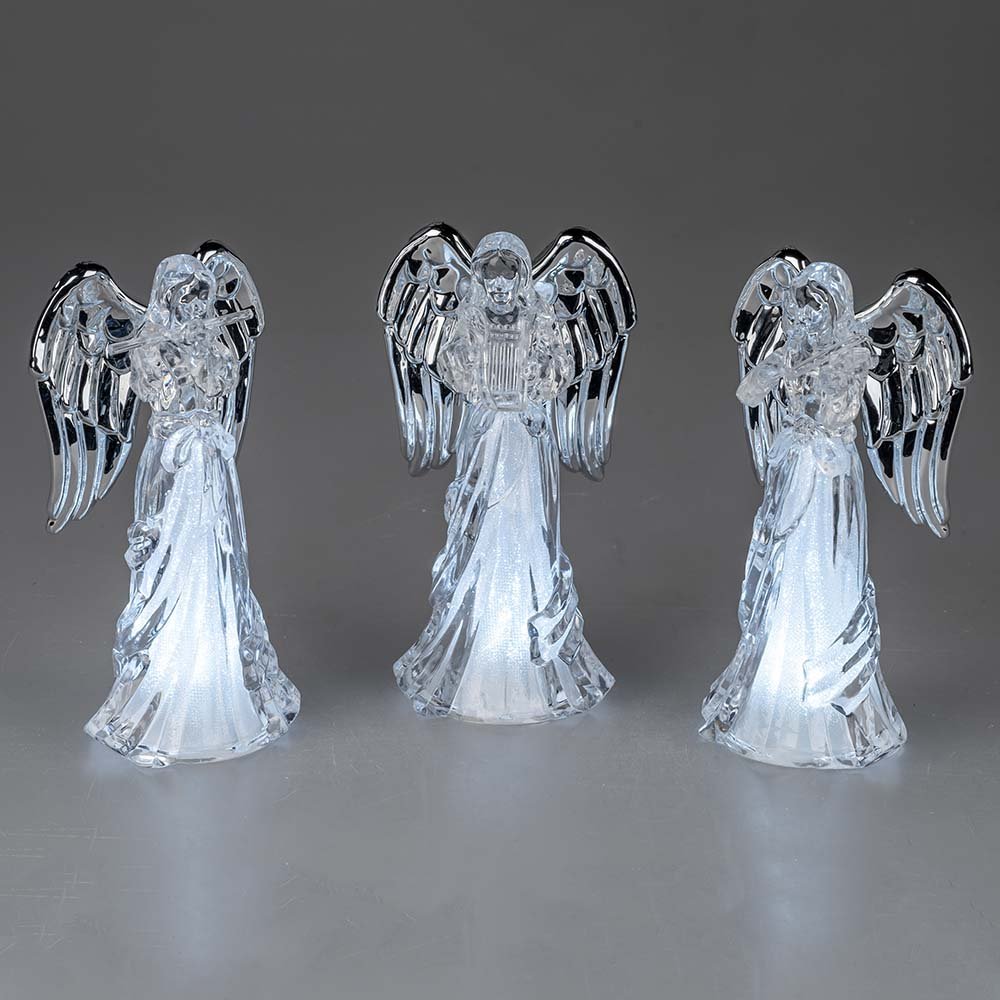 Engel 17 cm mit silbernen Flügel Acryl mit LED-Licht 506115 formano