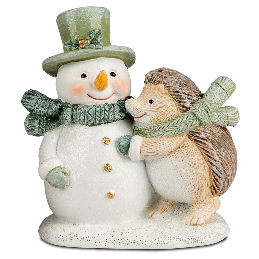 Figurenpaar 11 cm Igel + Schneemann Winterzeit handbemalt 752567 formano