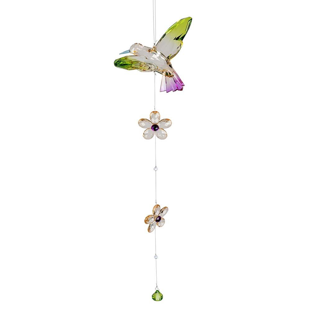 Hänger Kolibri mit Blumen 65 cm blau grün pink Acryl 606228 formano