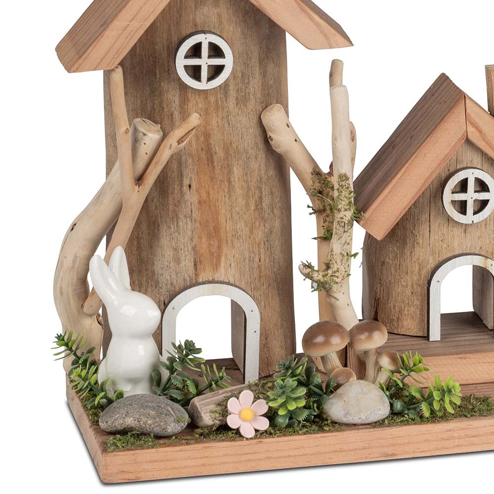 Haus rechts + Hase Holz Keramik 583871 Ostern formano