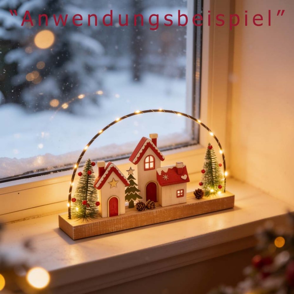 Häuserzeile mit Lichtbogen 35 cm aus Holz Led-Licht Werbefoto 544452 formano
