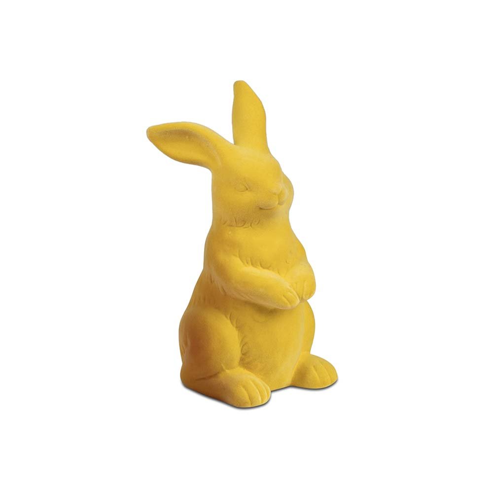 Hase 15 cm gelb Trend-Flock Keramik Ostern 703613 formano