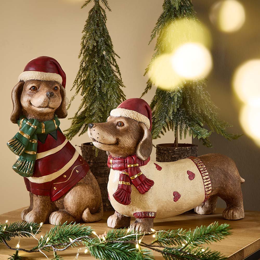 Hund sitzend 35 cm o. stehend 42 cm handbemalt Magnesia Werbefoto 758347 formano