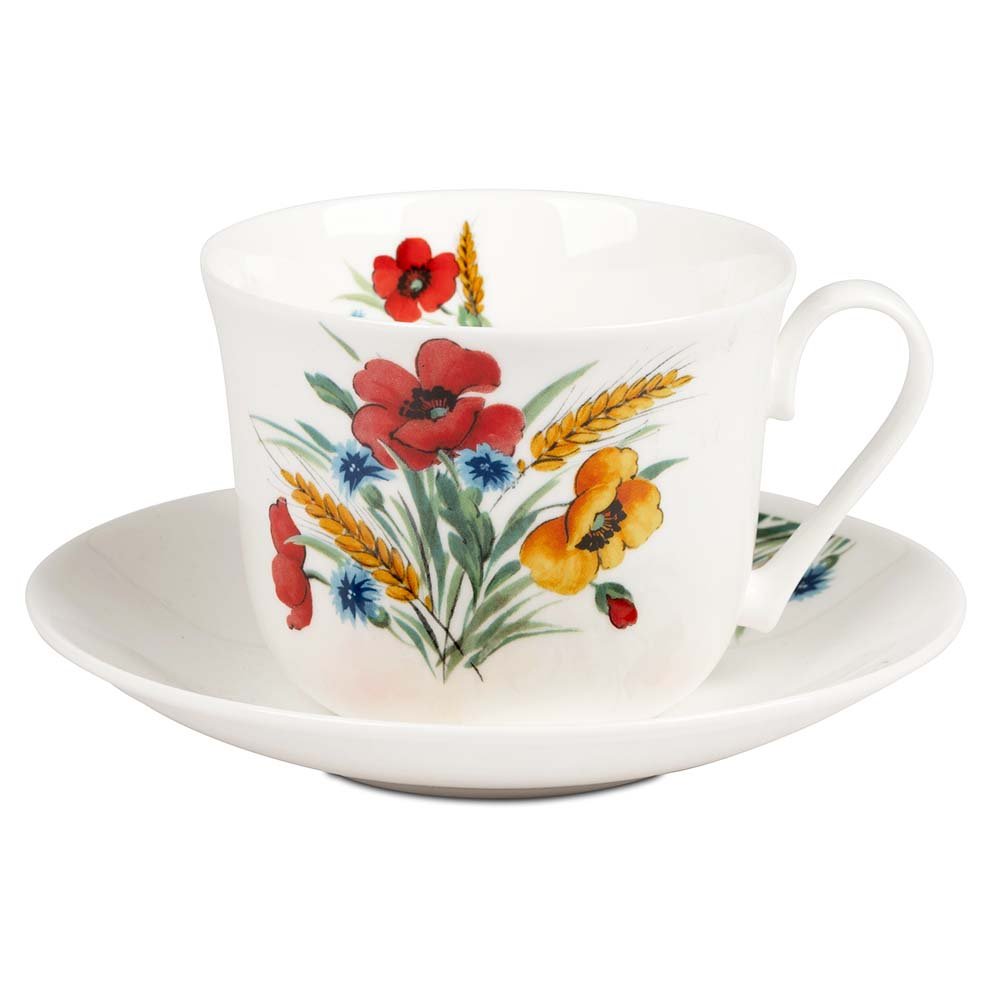 Roy Kirkham Jumbotasse mit Unterteller 450 ml Provencale aus Fine Bone China Porzellan 297146 formano