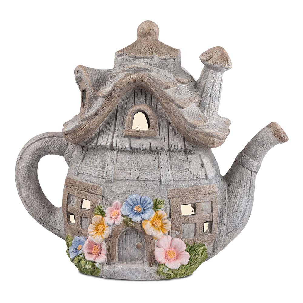 Kanne als Haus 40 cm mit Solarlicht wetterfest 702326 formano