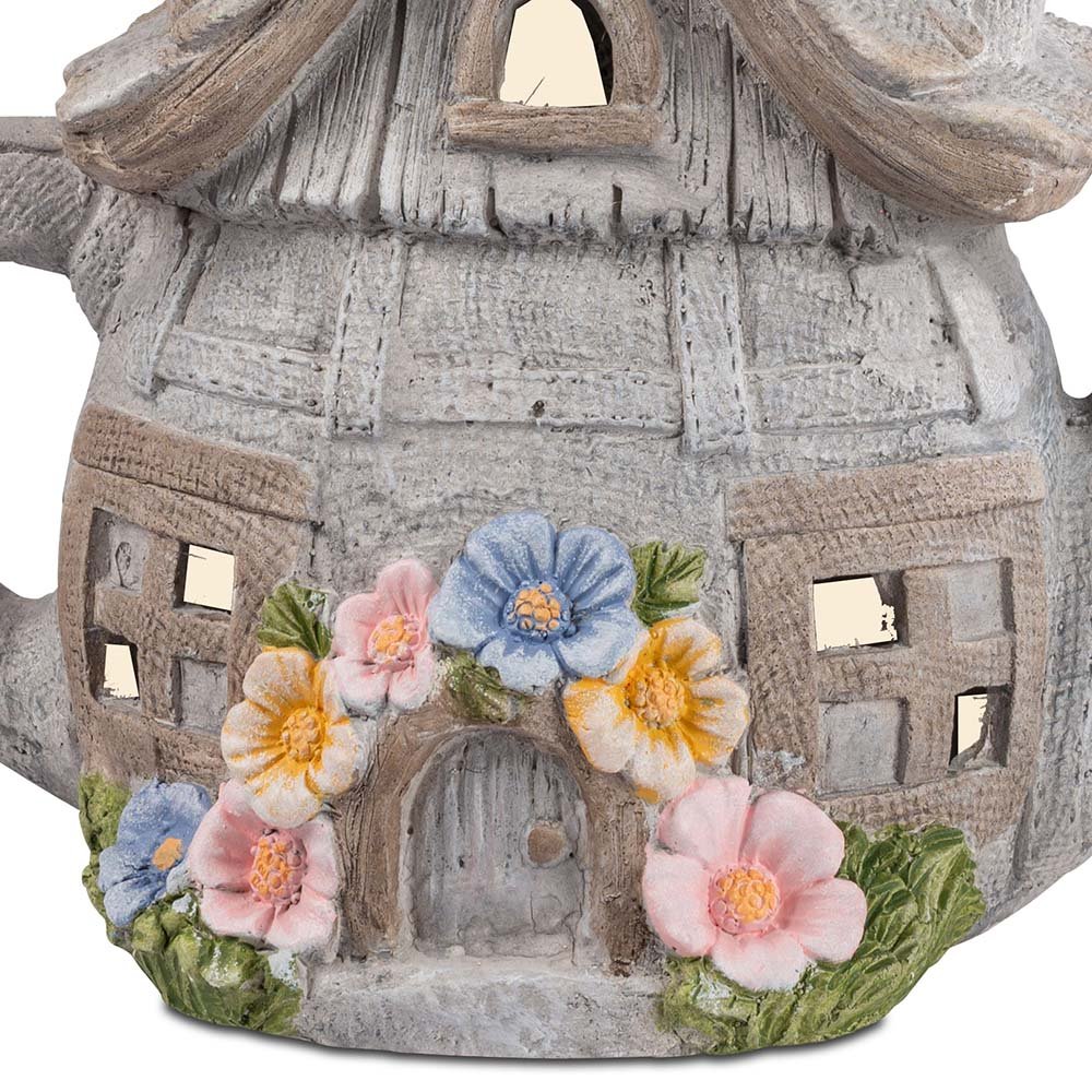 Detailansicht von Kanne als Haus 40 cm mit Solarlicht wetterfest 702326 formano