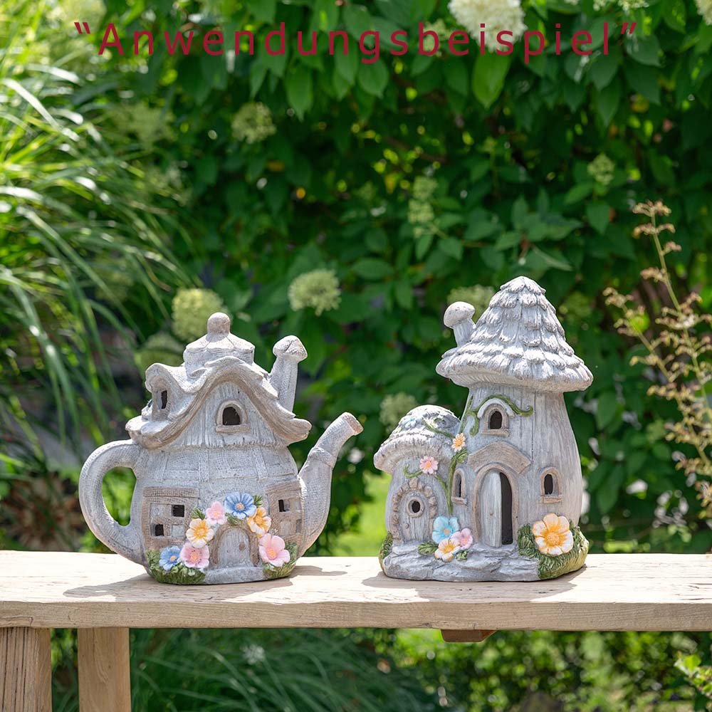 Kanne als Haus 40 cm mit Solarlicht wetterfest Werbung 702326 formano